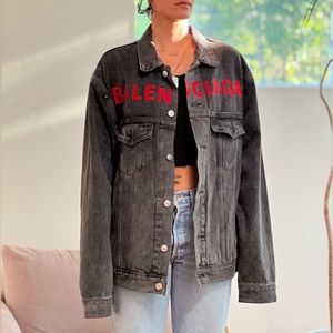 BALENCIAGA EMBROIDERED FRONT LOGO DENIM JACKET (Authentic)